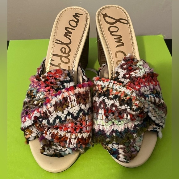 Sam Edelman Oda Slide Tweed Multicolor Knot Top Mule - Picture 4 of 14